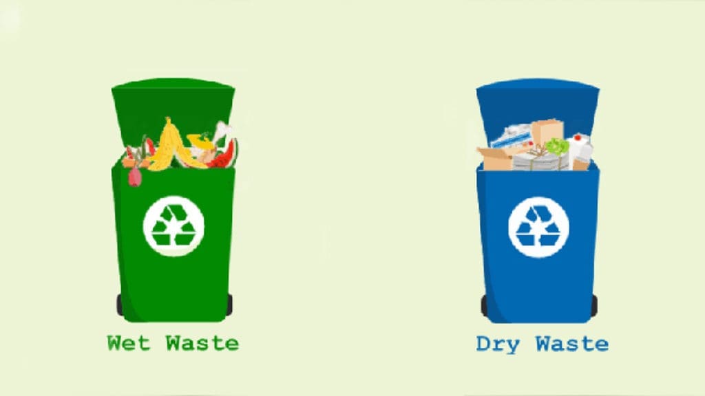 Dry waste and wet waste bins